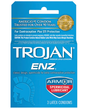 Trojan Enz Spermicidal Lubricated Condoms - Box of 3