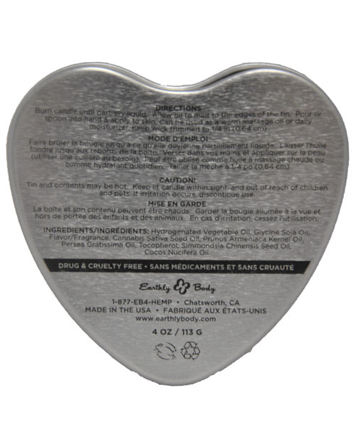 Earthly Body Suntouched Hemp Edible Candle - 4.7 oz Heart Tin Vanilla
