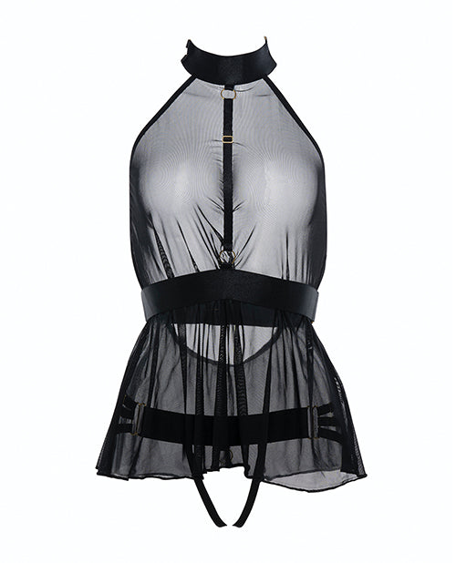 
            
                Load image into Gallery viewer, Adore Be My Baby Sheer Mesh Harness Babydoll &amp;amp; Open Panty Black O/s
            
        