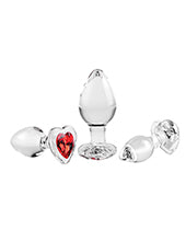 
            
                Load image into Gallery viewer, Adam &amp;amp; Eve Red Heart Gem Glass Plug Set
            
        