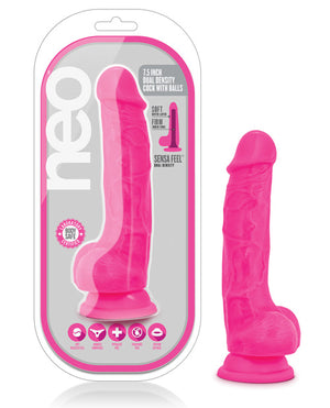Blush Neo 7.5" Dual Density Cock W/balls - Neon Pink