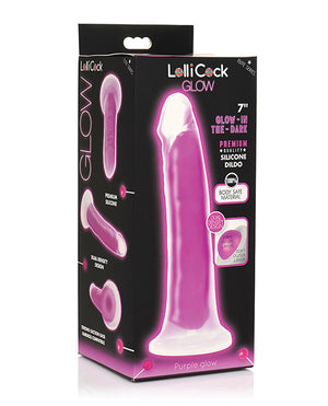 
            
                Load image into Gallery viewer, Curve Toys Lollicock 7&amp;quot; Glow In The Dark Silicone Dildo - Purple
            
        