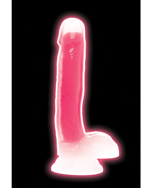 
            
                Load image into Gallery viewer, Curve Toys Lollicock 7&amp;quot; Glow In The Dark Silicone Dildo W/balls - Pink
            
        