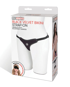 Lux Fetish Velvet Bikini Strap On - Black