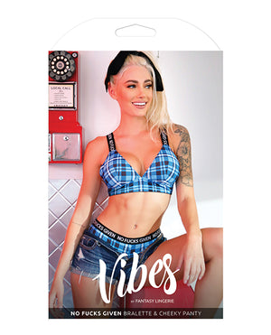 Vibes No Fuck Given Bralette & Cheeky Panty Monday Blue S/M