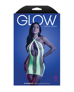 Glow Synthesize UV Reactive Seamless Halter Dress - Neon Green O/S