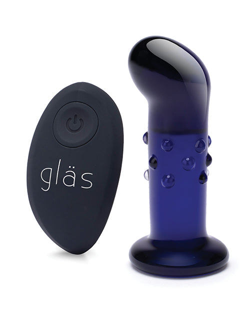 Glas 4" Rechargeable Vibrating Dotted G Spot/P Spot Plug - Blue