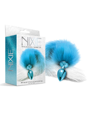 
            
                Load image into Gallery viewer, Nixie Metal Butt Plug W/faux Fur Tail - Blue Metallic
            
        