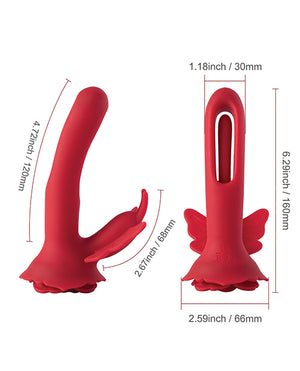 Layla Rosy Butterfly Clit Stimulator Flapping G-spot Vibrator - Red