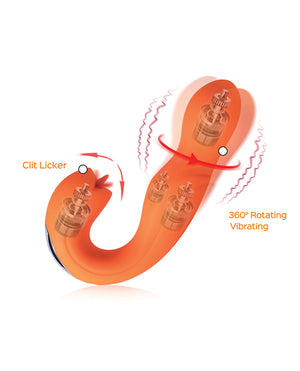 Joi Pro Rotating Head G-Spot Vibrator & Clit Licker w/Remote - Orange