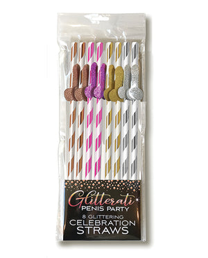 Glitterati Tall Penis Party Straws - Pack of 8