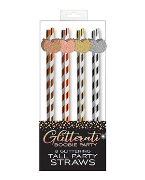Glitterati Boobie Party Tall Straws - Pack of 8