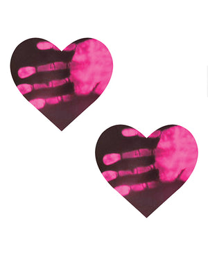 Neva Nude Temperature Reactive Heart Pasties - Neon Pink