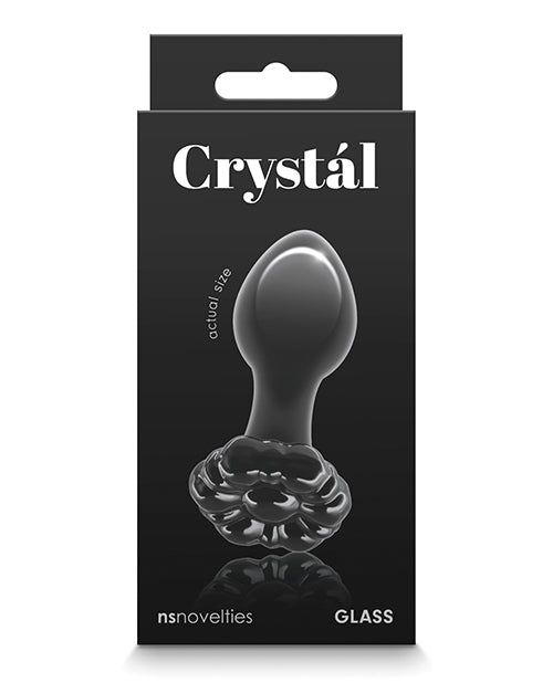 Crystal Flower Butt Plug - Black