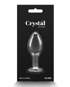Crystal Desires Glass Round Gem Butt Plug Medium - Rainbow