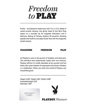 Playboy Pleasure Plug & Play Butt Plug - Navy