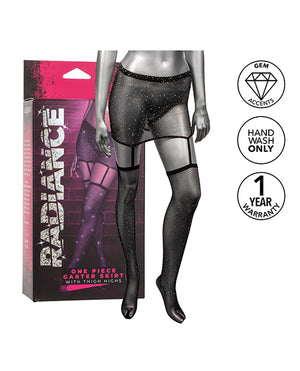 
            
                Load image into Gallery viewer, Radiance One Piece Garter Skirt W/thigh Highs - Black O/s
            
        
