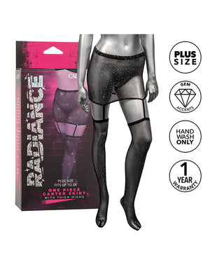
            
                Load image into Gallery viewer, Radiance One Piece Garter Skirt W/thigh Highs - Black Plus Size
            
        