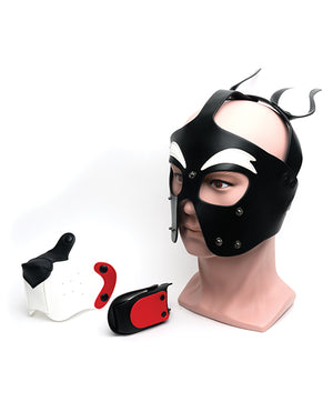 665 Playful Pup Hood - O/S Red/White/White