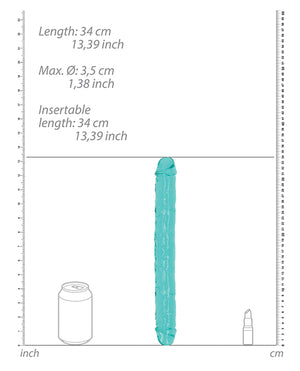 Shots Realrock Crystal Clear 13" Double Dildo - Turquoise