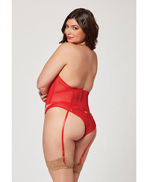 
            
                Load image into Gallery viewer, Valentines Heart Embroidered Mesh Bustier &amp;amp; Panty Red 1x/2x
            
        