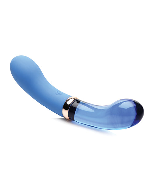 
            
                Load image into Gallery viewer, Prisms Vibra-glass 10x Dual Ended G Spot Silicone/glass Vibrator - Bleu
            
        