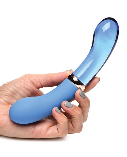
            
                Load image into Gallery viewer, Prisms Vibra-glass 10x Dual Ended G Spot Silicone/glass Vibrator - Bleu
            
        